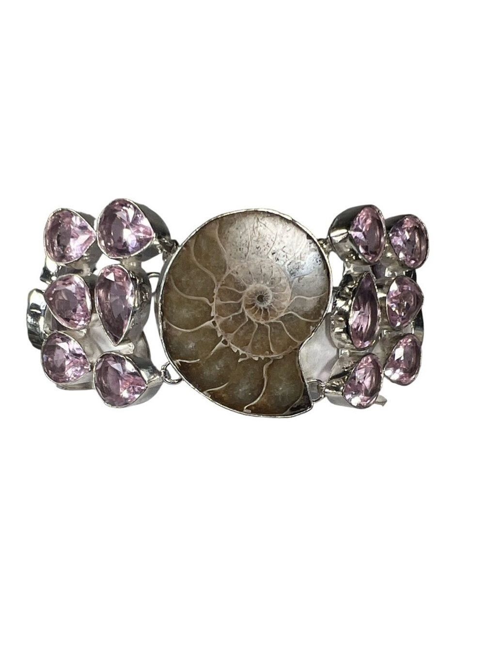 Ammonite Fossil 925 Large Gemstone Bracelet